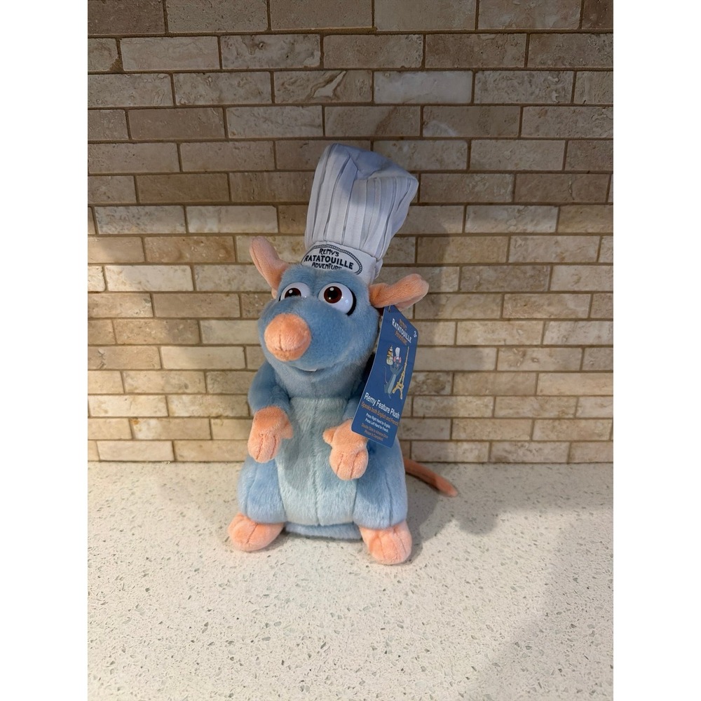 Disney Pixar Ratatouille Remy Feature Plush Chef Hat Talking‎ Plush Toy nwt